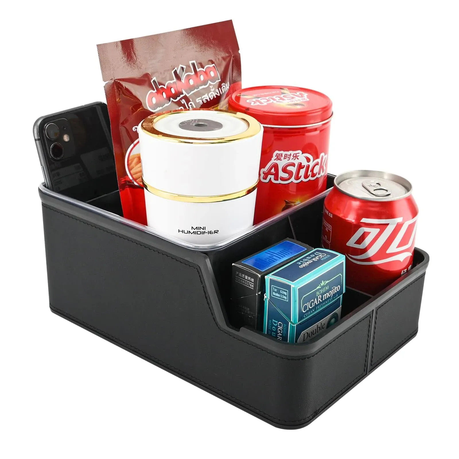 Car Storage Organizer Between Seats,Car Armrest Storage Box Back Seat Organizer with 3 Storage Compartments Car Interior Storage Box,Car Cup Holder Tray with Non-slip Mat(Black)