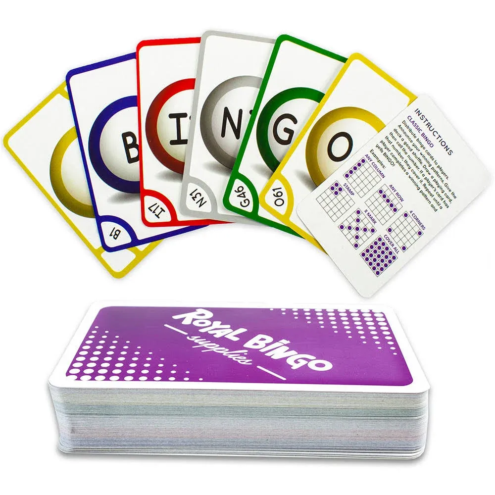 Royal Bingo Jumbo Calling Cards - Pack of 84 - High Visibility, 5.25" x 3.75" per Card-Replacement for Raffle and Balls