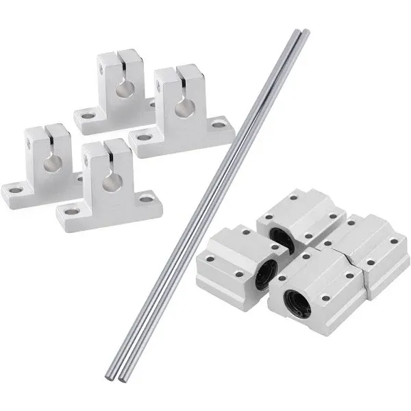 200mm D8 Linear Motion Rod Shaft Guide Set,2x200mm Linear Motion Rod Shaft Guide,4pcs Linear Slide Blocks and 4pcs SK8 Shaft Support for 3D Printer and DIY CNC Machine