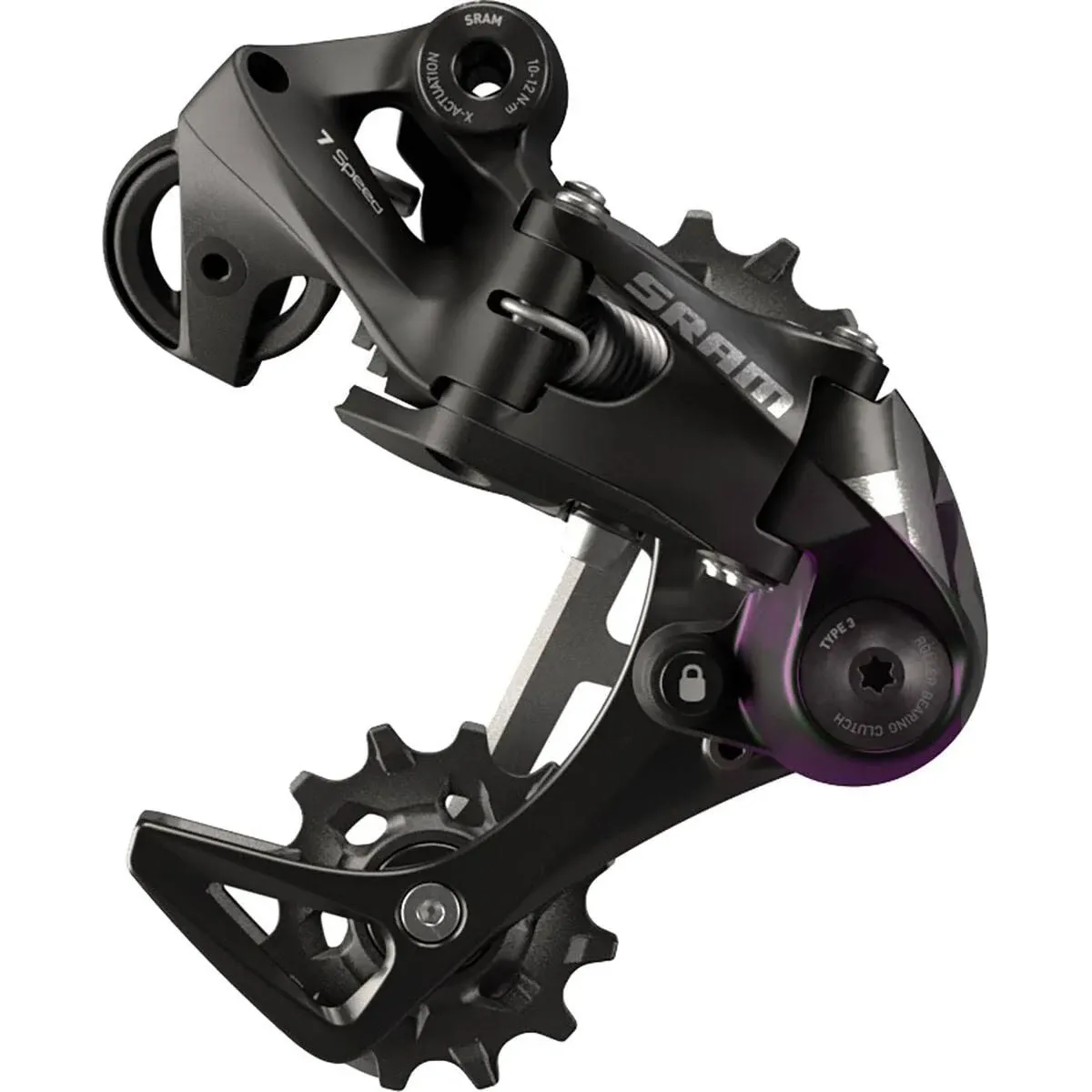 SRAM X01 DH Rear Derailleur - 7-Speed, Medium Cage, Black, with Clutch