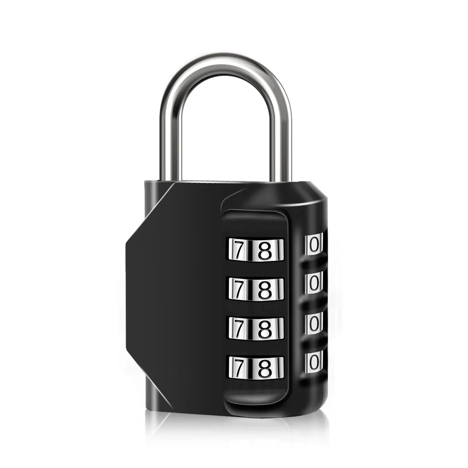 SUTOUG Combination Lock Waterproof 4 Digit Padlocks with 1 Piece, Black 1PCS 