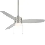 WAC Lighting Atlantis Ceiling Fan with Light, Brushed Nickel, F-072L-BN