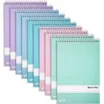 Better Office Products Spiral Steno Pads, 10 Pack, 6 x 9 inches, 80 Sheets, White Paper, Gregg Rule, Assorted Pastel Color Covers, 10 Steno Notebooks