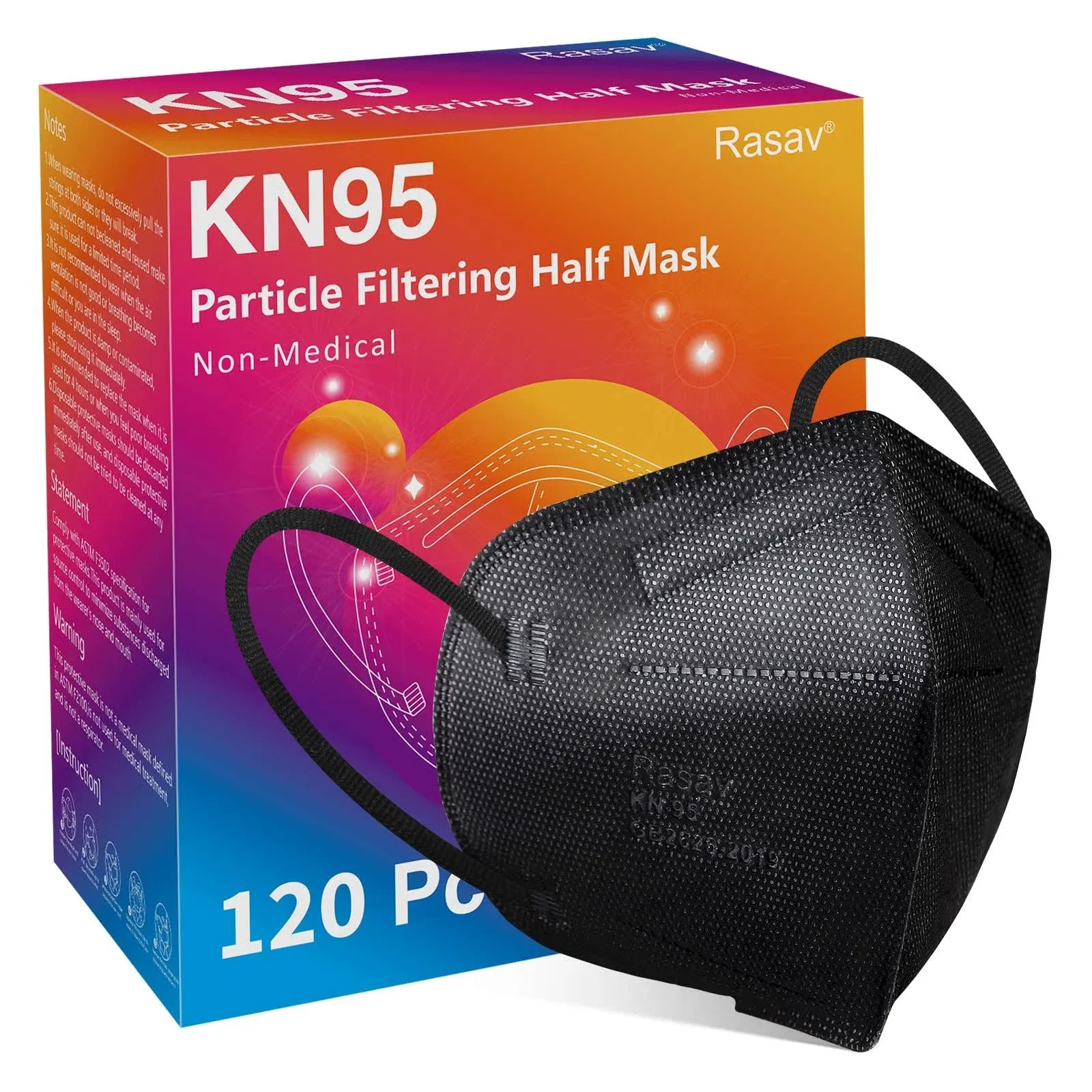 Rasav KN95 Face Mask 120 PCs 5 Layers Cup Dust Safety KN95 Masks