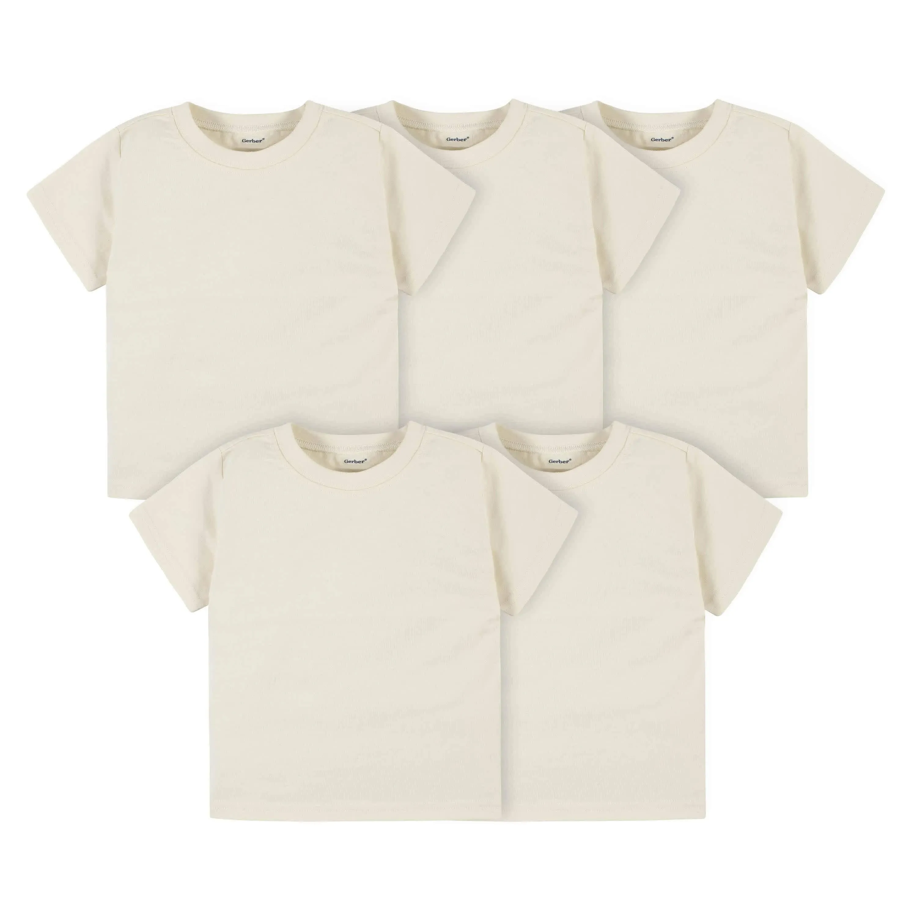 5-Pack Infant &amp; Toddler Natural Premium Short Sleeve Tees