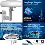 1Byone Outdoor TV Antenna 360° Omni-Direction<wbr/>al Reception Long 100+ White