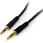 StarTech.com 3.5mm Audio Cable - 3 ft - Slim - M / M - AUX Cable - Male to Male Audio Cable - AUX Cord - Headphone Cable - Auxiliary Cable (MU3MMS), Black