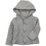 Organic Cotton Matelassé Snap-Front Hooded Jacket Gray Heather / 0-3M