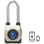 eGeeTouch 5th Generation Smart Padlock, Long Shackle, Satin Silver