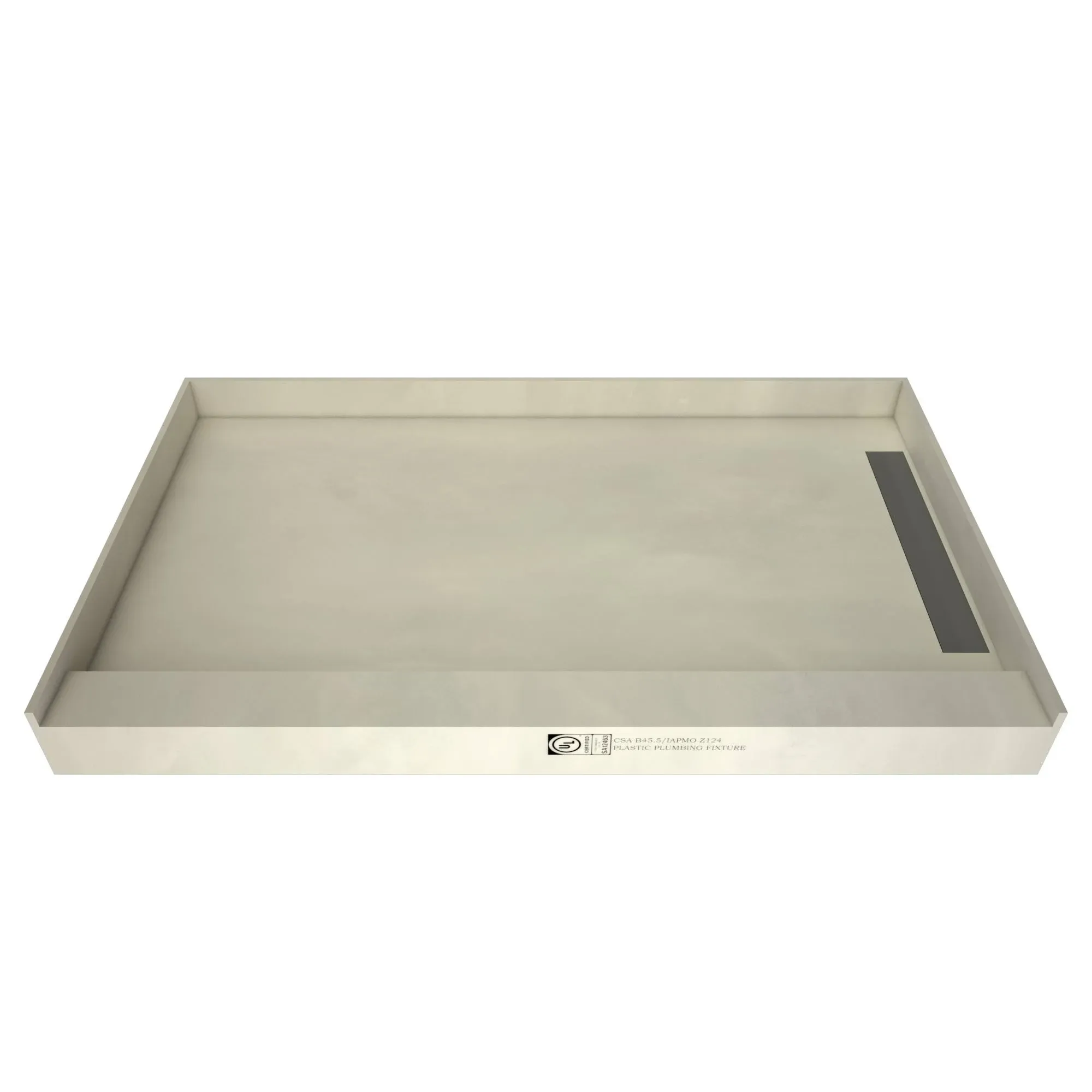 Tile Redi USA WF3060R-PVC-2.5 WonderFall Trench Single Curb Shower Pan with Right Drain, 30" D x 60" W