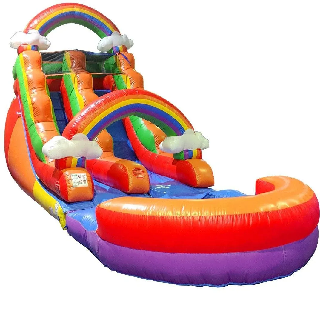 Pogo Bounce House Crossover Kids Inflatable Water Slide Rainbow Cloud with Blower