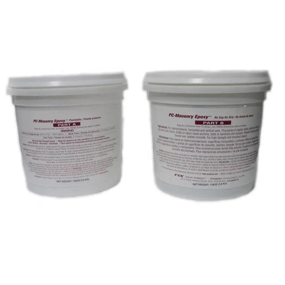 PC Products PC-Masonry Epoxy Adhesive Paste, Two-Part Repair, 128 oz in Two Pails, Gray 71120