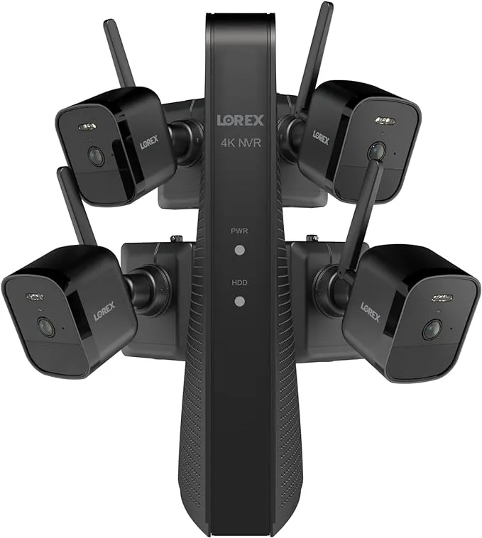 Lorex 4K NVR System with Six (6) Battery-Operated Cameras (Black) (3 Items)