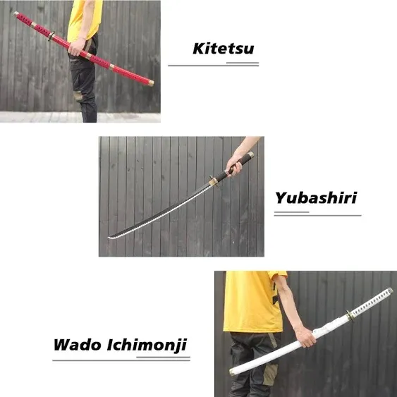 Forgemith Bamboo Anime Cosplay Swords：Roronoa Zoro/Kitetsu/Yama Enma/Trafalgar Law/Kozuki Oden/Edward Newgate,About 40.75/59 Inches,Anime Original Texture,for Role-Playing,Stage Performance and Gift