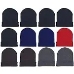 12 PCS Men&#039;s Women Knit Beanie Warm Thick Lined Hat Winter Skull Cap Unisex Lot