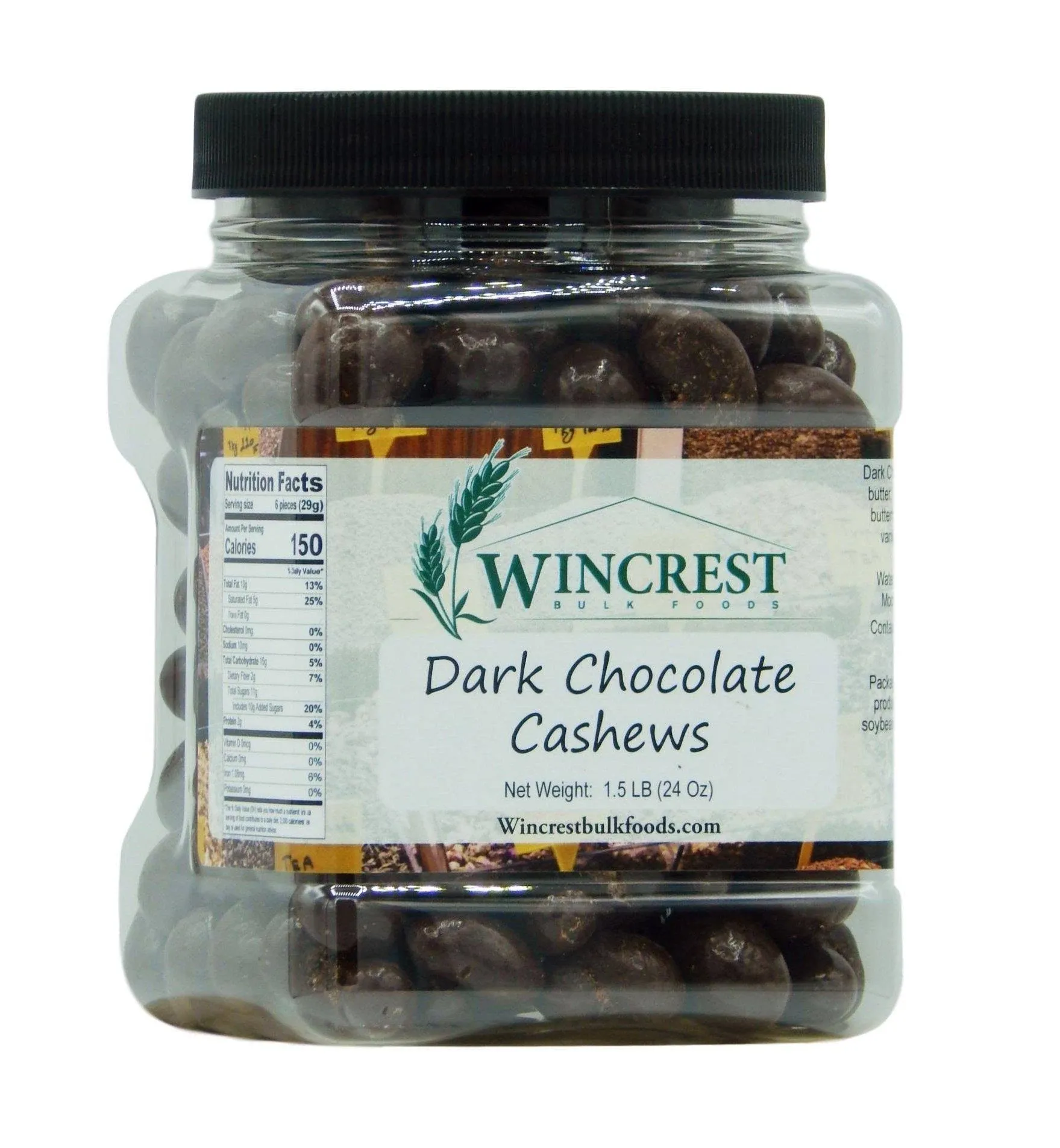 WinCrest Dark Chocolate Cashews - 1.5 Lb Tub - Free Expedited Shipping!