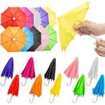 Hiawbon 1:6 Scale 8 Pcs Miniature Umbrellas Adjustable Mini Colorful Sunny Rainy Umbrella for 18 inch People Decoration