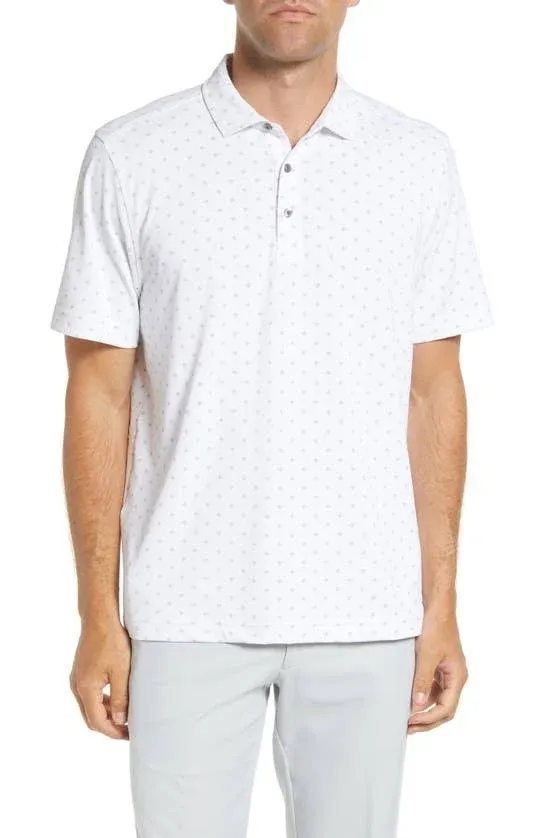 Cutter & Buck Virtue Eco Pique Tile Print Recycled Mens Polo - Navy Blue - S