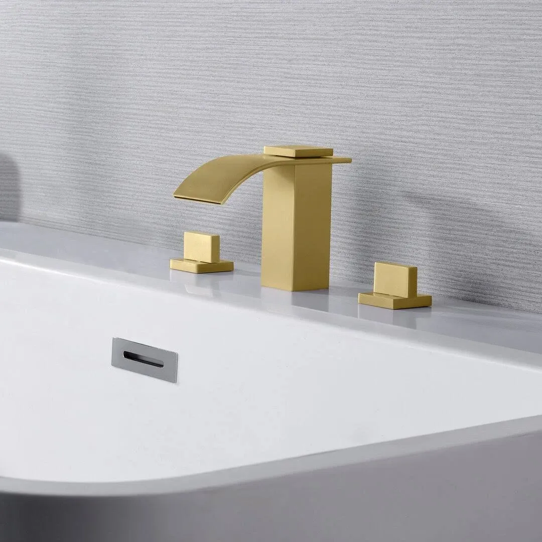 Sumerain High Flow Two Handle Brushed Gold Roman Tub Faucet with Valve