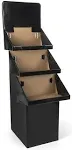 Displays2go 3-Tier Point-of-Purchase Display Bin for Floor, Free-Standing, Corrugated Cardboard, Easy Setup - Sold in Sets of 3, Black