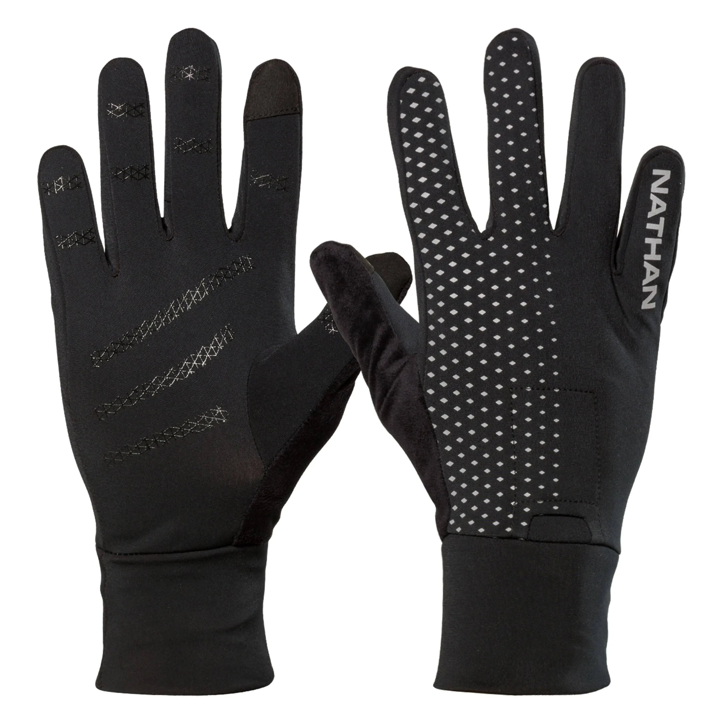 Nathan Reflective Gloves. for Running and Outdoor Activity. Touch Screen Finger for Smartphone Use.