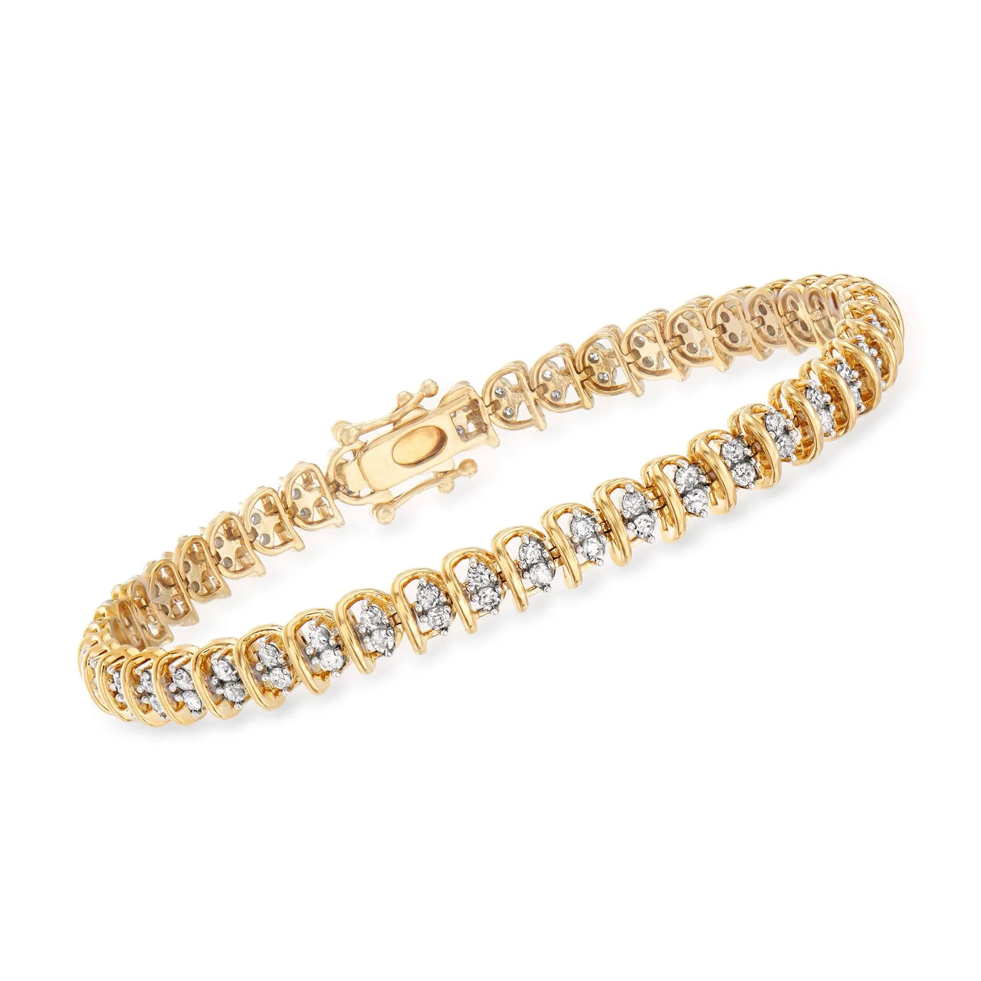 2.00 ct. t.w. Diamond Swirl-Link Tennis Bracelet in 18kt Gold Over Sterling  | eBay