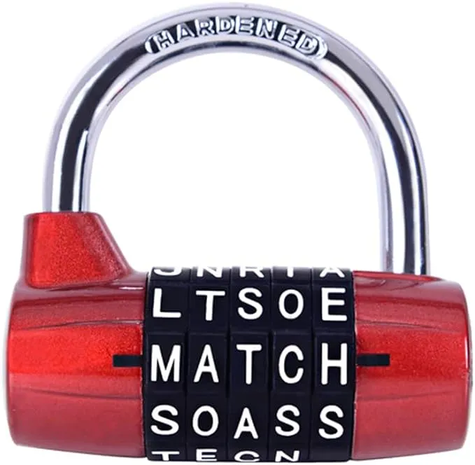 Gym Locker Lock,5 Letter Word Lock,5 Digit Combination Lock,Safety Padlock for School Gym Locker,Sports Locker,Fence,Toolbox,Case,Hasp Storage (Red)