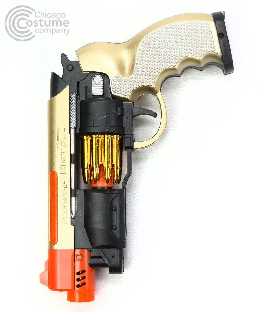 9.5&#034; Light-Up Blaster Gun with revolving bullet action