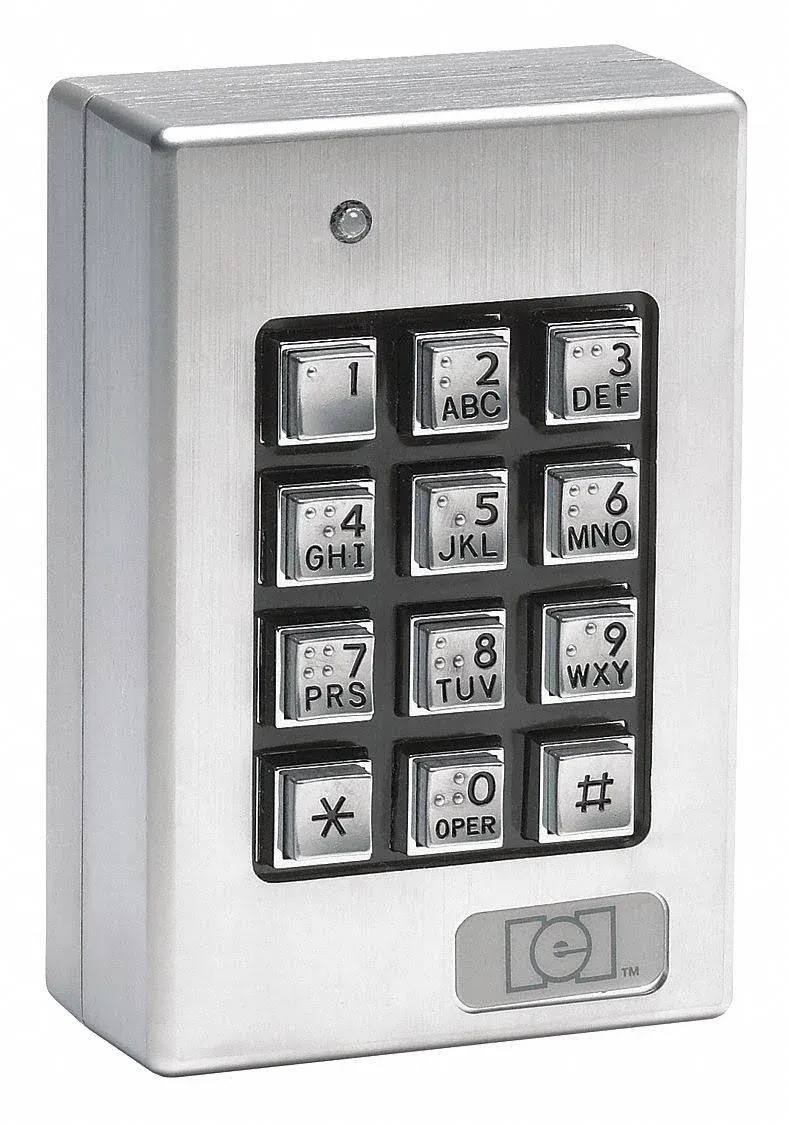 Nortek Security and Control 212SE Indoor/Outdoor Surface-Mount Weather Resistant Keypad, 120 Users, Surface Mount Vandal Resistant Design, Self Contained Brushed Metal Housing, Durable Metal Braille Alpha-Numeric Keys, 4 Onboard Programmable Timed Relays, Satin Stainless Steel