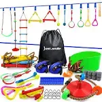 Just.smile Ninja Slackline Ninja Warrior Obstacle Course for Kids-2x52ft with ...