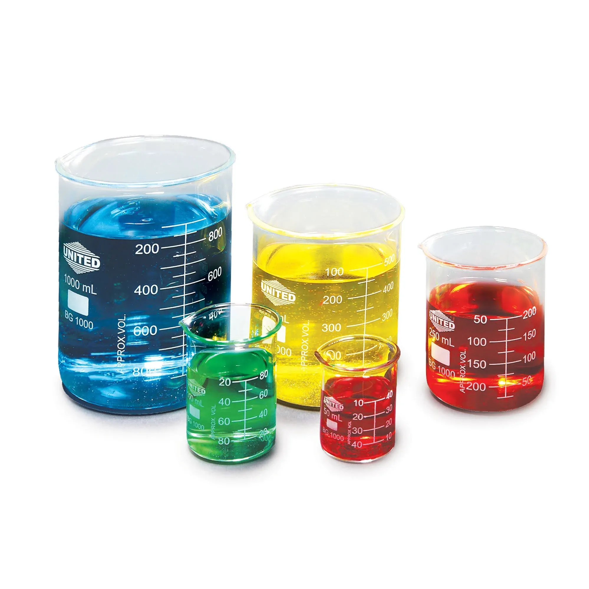 United Scientific Laboratory Grade Borosilicate Glass Beaker Set of 5 | 50ml ...