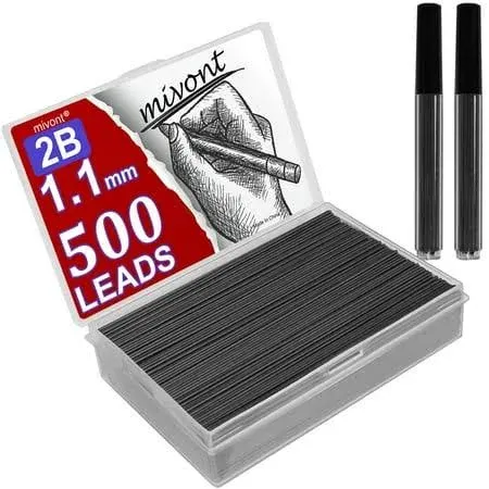 500 X 1.1mm 2B Mechanical Pencil Refill Plastic Automatic Pencil Lead Black