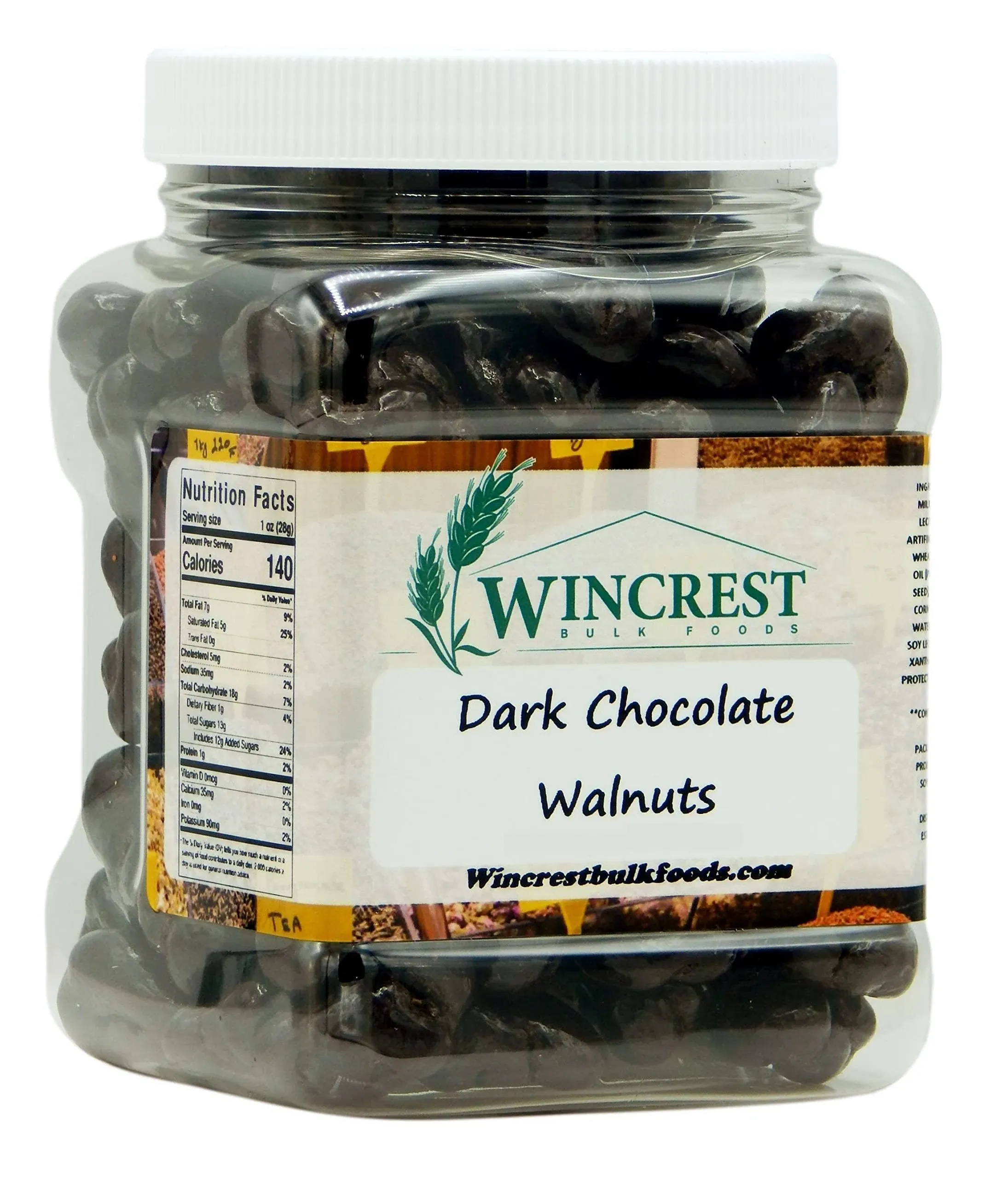 Wincrest Dark Chocolate Covered Walnuts 1.25 Lb Tub