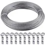 100FT 1/8,7x7 Stainless Steel Cable Wire Rope Aircraft Cable Railing Decking Kit