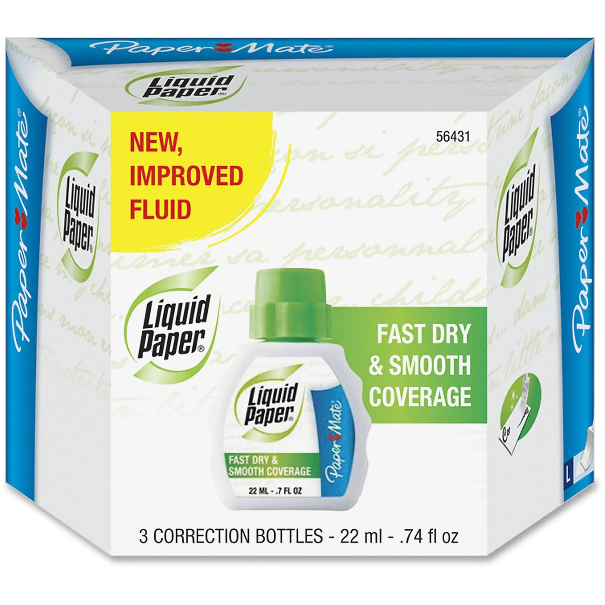 Paper Mate® Liquid Paper® Correction Fluid, Fast Dry & Smooth Coverage, White, Pack Of 3