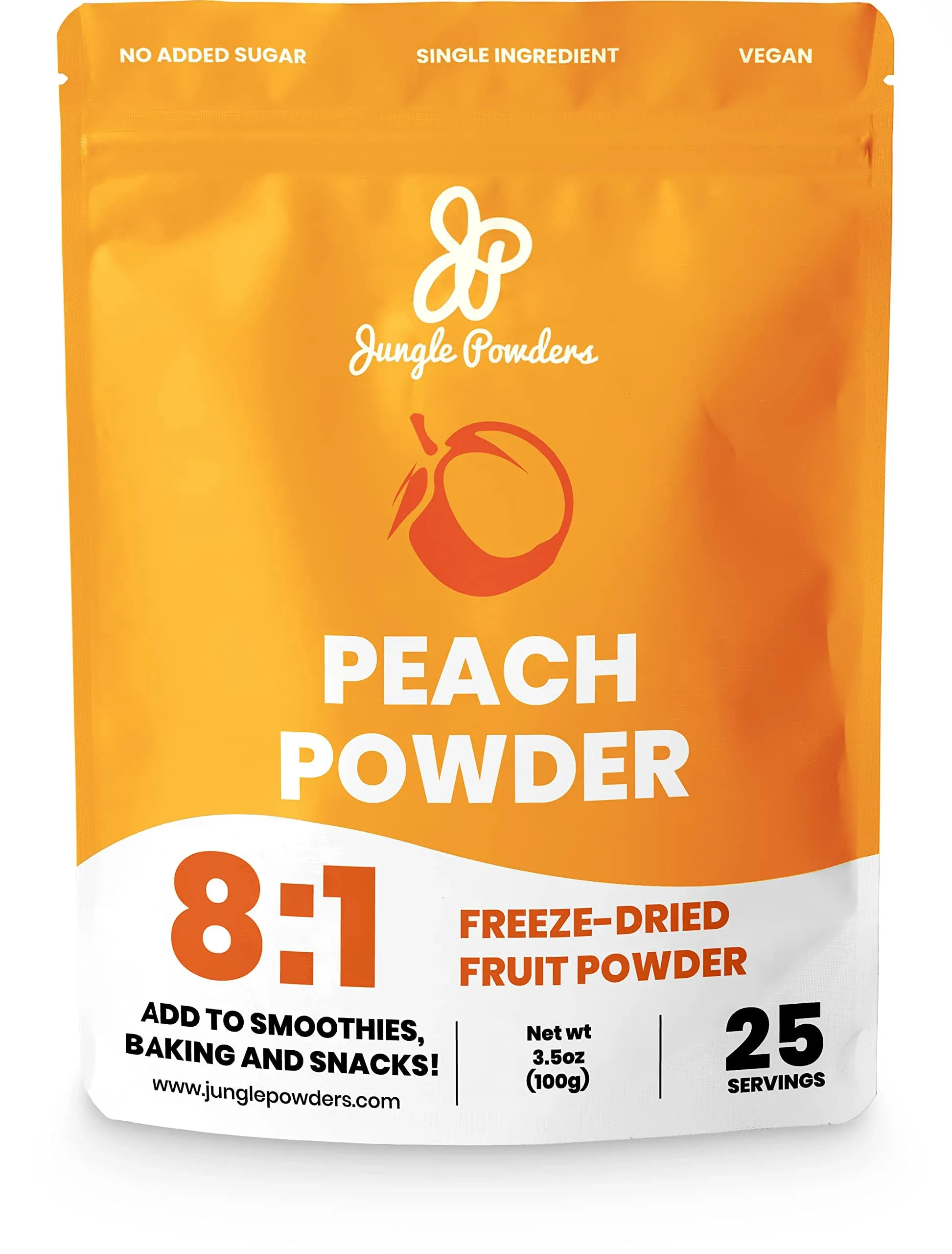 Jungle Powders Peach Powder 3.5oz, Powdered Freeze Dried Peaches