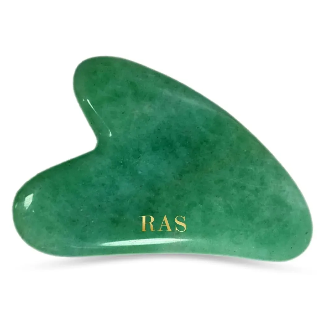 RAS LUXURY OILS Rose Quartz Gua Sha Face Lifting Massager, Facial Tool, Sculpt Jaw Cheek & Eyebrows, Relax Face Muscles, Reduces Puffiness & Wrinkles, Spa Acupuncture, Face Trigger Point Therapy