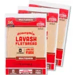 Joseph's Lavash Bread Value 3-Pack, Multigrain, Reduced Carb, Low Fat and Good Source of Fiber (5 Flatbreads per Pack, 15 Total), Fresh Baked