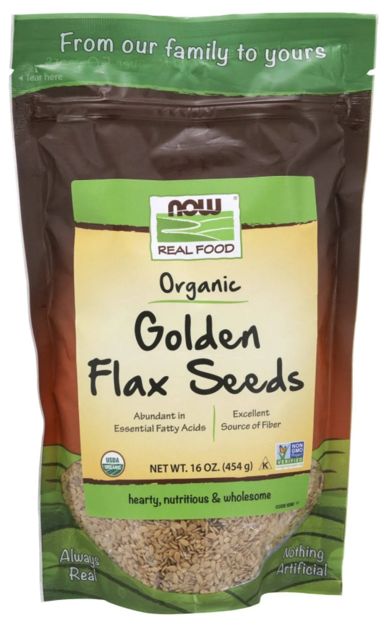 Now Foods Golden Flax Seeds Organic 16 oz