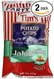 Tim's Potato Chips, Cascade Style, Jalapeno Seasoned, Party Size, 16oz Bag (Pack of 2)