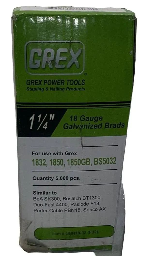 GREX 18 Gauge Galvanized Brad Nails - 5K Pack