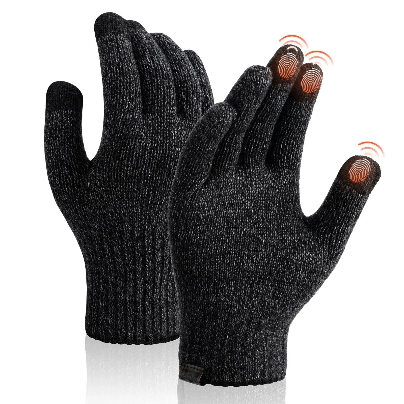 Merino Wool Gloves for Men & Women, Touch Screen Warm Gloves Liners Thermal Soft Knit for Driving Running Winter