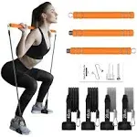 Plates Bar Kit with Resistance Band-Multi Functional Portable Weighted Exerci...