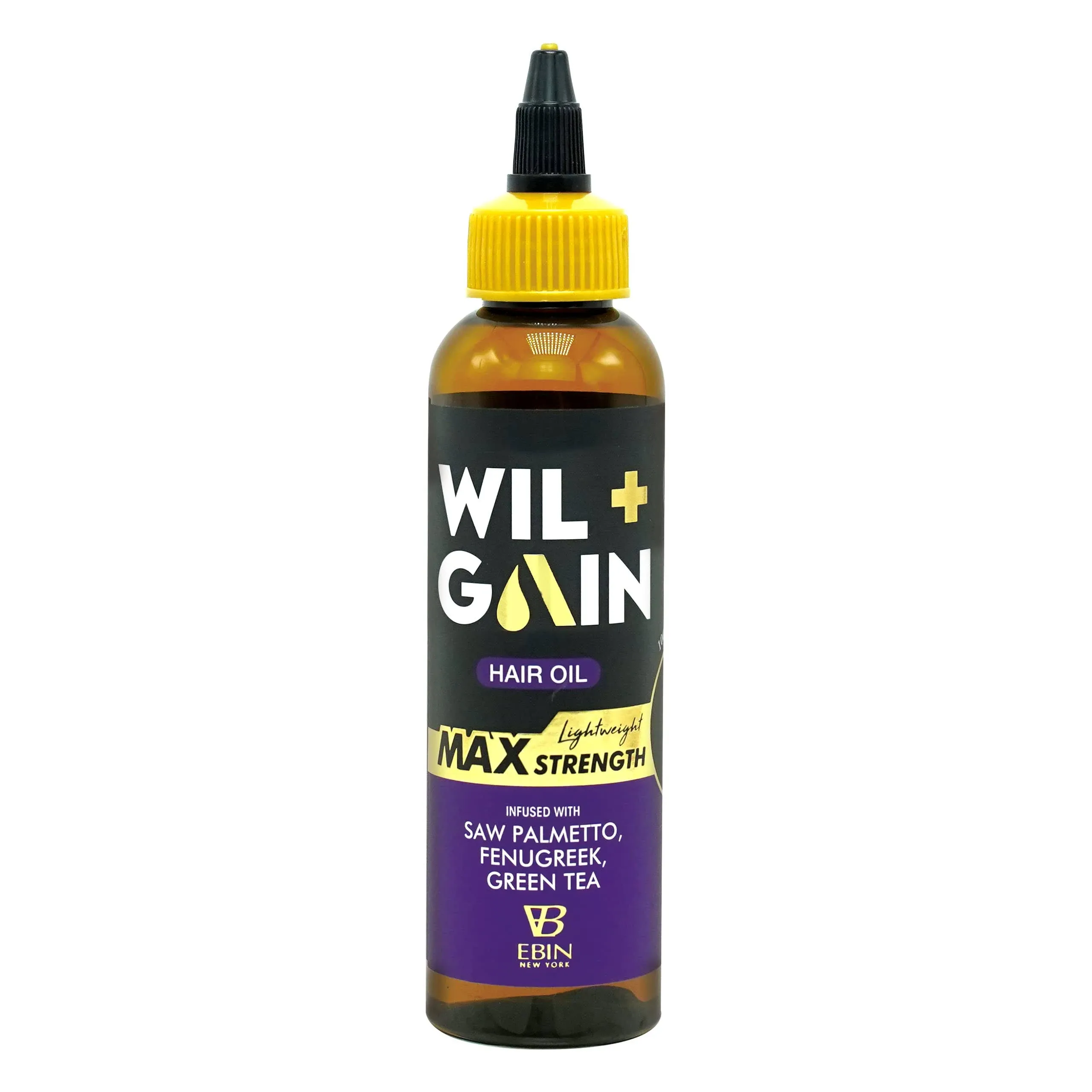 EBIN NEW YORK 100% Natural Oil Infused Saw Palmetto, Fenugreek, Green Tea | promote a Healthy Scalp and Hair Growth | Max Gro Hair Oil 4oz/ 120ml (Lightweight)