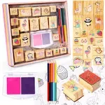 Yoytoo Unicorn Wooden Stamp and Sticker Set