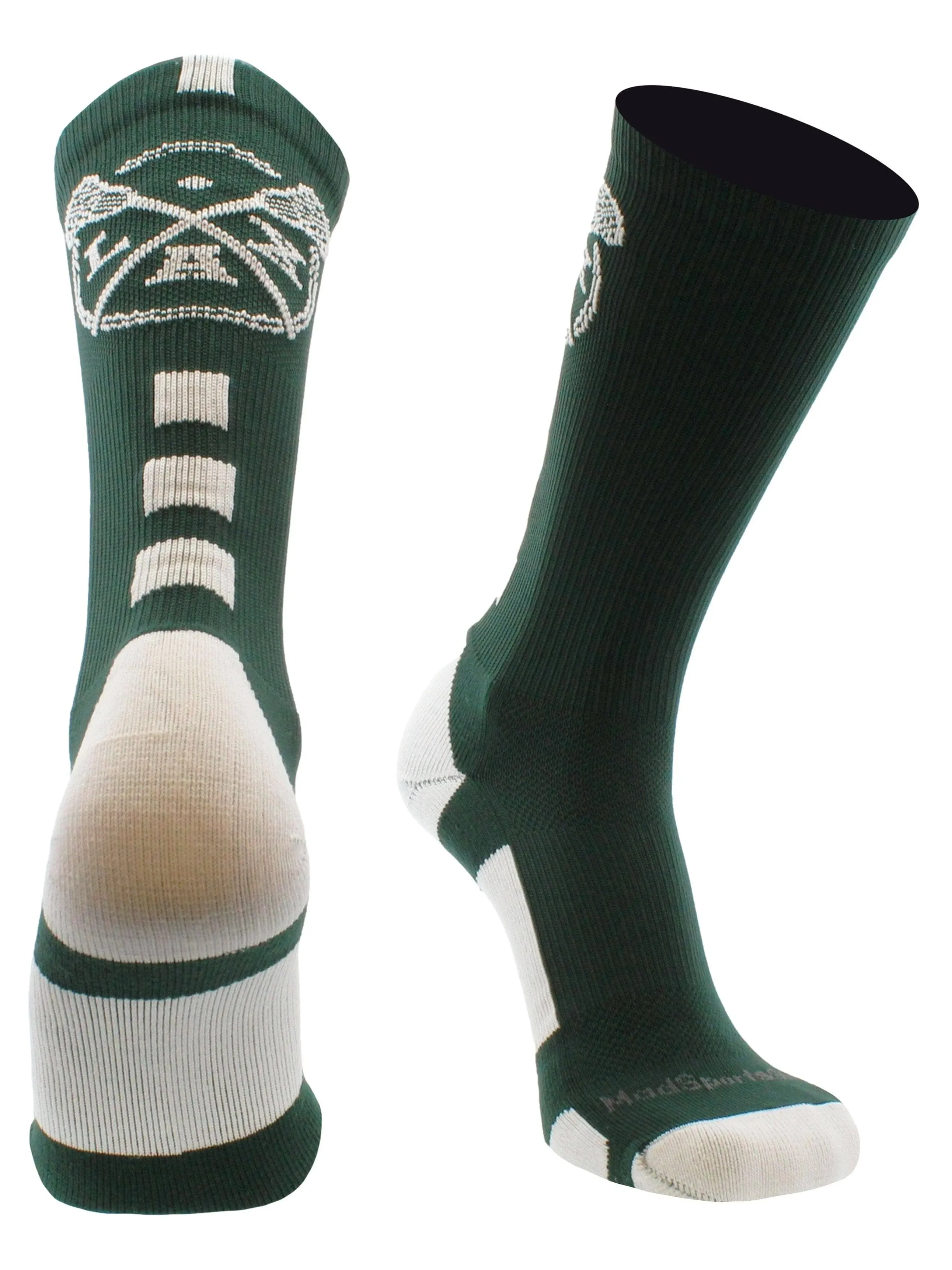 MadSportsStuff LAX Lacrosse Crew Socks with Lacrosse Sticks for Boys Girls Men Women Youth Adult