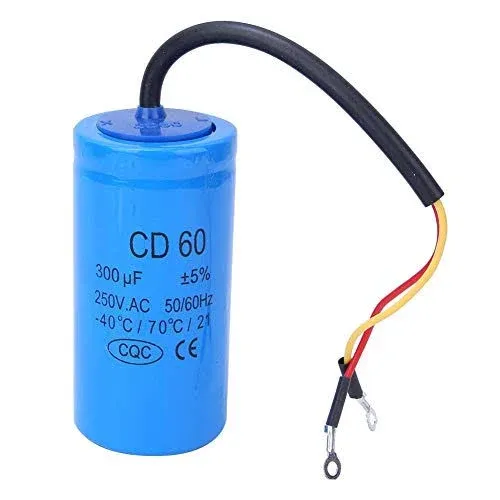 CD60 Capacitor, 300uf ±5% 250VAC 50/60Hz Round Run Start Capacitor for Air Conditioner or AC Motor and Fan Starting