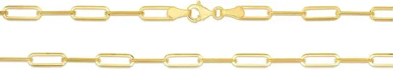 Floreo 10k Yellow Gold Paperclip Solid Link Chain Necklace