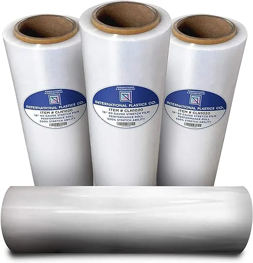 4 Pack of 18" Plastic Stretch Film Wrap 1200 feet Each 500% Stretch Ability