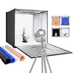 Neewer Photo Studio Light Box, 24” × 24” Shooting Light Tent with Adjustable Brightness, Foldable and Portable Tabletop Photography Lighting Kit with 120 LED Lights and 4 Colored Backdrops